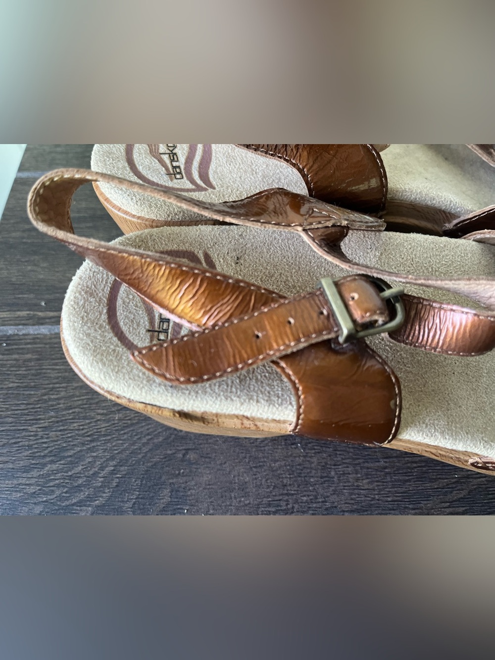 Dansko Sissy Patent Leather Copper Brown Clog Sandals Sz 40(US9.5-10) 9805162200 - Picture 3 of 15